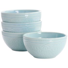 Hometrends Alemany Stoneware 6.2in 4 Piece Bowl Set in Aqua