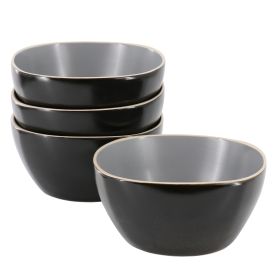 Hometrends Soho Lounge 4 Piece 6 Inch Stoneware Bowl Set in Grey