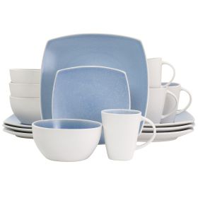 Gibson Elite 16 Piece Soho Lounge Reactive Glaze Stoneware Dinnerware Set in Light Blue