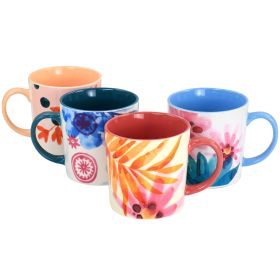 Spice by Tia Mowry Goji Blossom Fine Ceramic 4 Piece 17oz Mug Set in Multi Color