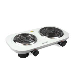 Brentwood Electric 1500W Double Burner - White