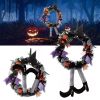 Halloween Witch Wreath Pumpkin Door Decorations Artificial Party Hanging Handmade Wreath Garland