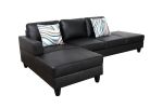 Black Faux Leather 2-Piece Couch Living Room Sofa Set