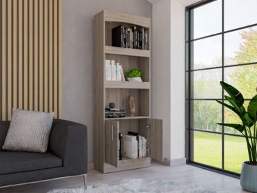 Bookcase Denver,Metal Hardware, Light Gray Finish