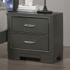 Metallic Gray Color Nightstand Bedroom 1pc Nightstand Solid wood Acrylic Hardware 2-Drawers bedside Table