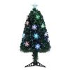 3ft Top With Stars, Plastic Base, PVC Material, 12 Light Colorful Discoloration With Snow Flakes, 85 Branches, Christmas Tree, Green