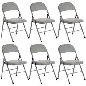 6pcs Elegant Foldable Iron & PVC Chairs for Convention & Exhibition Gray