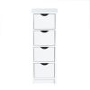 Floor Cabinet, Wooden Side Storage Organizer, 4 Drawers Free-Standing Cabinet for Bathroom/Hallway/Living Room, White