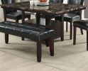 Dining Room Furniture 1x Bench Black Faux Leather Cushion Tufted Seat Wooden Base Comfort Seat Kitchen Dining