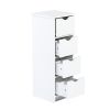 Floor Cabinet, Wooden Side Storage Organizer, 4 Drawers Free-Standing Cabinet for Bathroom/Hallway/Living Room, White