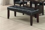 Dining Room Furniture 1x Bench Black Faux Leather Cushion Tufted Seat Wooden Base Comfort Seat Kitchen Dining