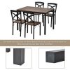 TREXM 5-Piece Industrial Wooden Dining Set with Metal Frame and 4 Ergonomic Chairs, Brown