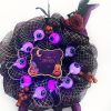 1pc Halloween Purple Wreath With Eye Beads Witch Hat & Leg Wreath Glow LED