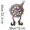 1pc Halloween Purple Wreath With Eye Beads Witch Hat & Leg Wreath Glow LED