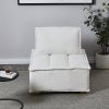 Lazy sofa ottoman with gold wooden legs teddy fabric (White)