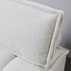 Lazy sofa ottoman with gold wooden legs teddy fabric (White)