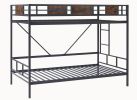 Twin size bunk bed with ladder, adjustable bottom, noiseless, black,77.2'' L x 40.7'' W x 59.4'' H