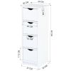 Floor Cabinet, Wooden Side Storage Organizer, 4 Drawers Free-Standing Cabinet for Bathroom/Hallway/Living Room, White