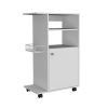 Kitchen Cart Kryot, Single Door Cabinet, Four Casters, White Finish