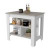 Kitchen Island Antibacterial Dozza, Three Shelves, Light Gray / White Finish