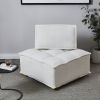 Lazy sofa ottoman with gold wooden legs teddy fabric (White)