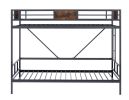 Twin size bunk bed with ladder, adjustable bottom, noiseless, black,77.2'' L x 40.7'' W x 59.4'' H