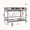 Twin size bunk bed with ladder, adjustable bottom, noiseless, black,77.2'' L x 40.7'' W x 59.4'' H