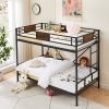 Twin size bunk bed with ladder, adjustable bottom, noiseless, black,77.2'' L x 40.7'' W x 59.4'' H