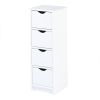 Floor Cabinet, Wooden Side Storage Organizer, 4 Drawers Free-Standing Cabinet for Bathroom/Hallway/Living Room, White