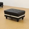 Black And White Semi PU Synthetic Leather Storage Ottoman