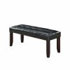 Dining Room Furniture 1x Bench Black Faux Leather Cushion Tufted Seat Wooden Base Comfort Seat Kitchen Dining