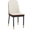 Zen Zone PU Dining Chair With Iron Metal Gold Plated Legs, Suitable For dining room, bar counter, Living Room, Set of 4, Beige+Brown