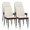 Zen Zone PU Dining Chair With Iron Metal Gold Plated Legs, Suitable For dining room, bar counter, Living Room, Set of 4, Beige+Brown