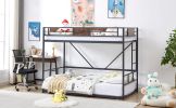 Twin size bunk bed with ladder, adjustable bottom, noiseless, black,77.2'' L x 40.7'' W x 59.4'' H