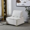 Lazy sofa ottoman with gold wooden legs teddy fabric (White)