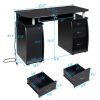 15mm MDF Portable 1pc Door with 3pcs Drawers Computer Desk (A Box) Black