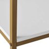 6-Shelf Gold Metal Frame Bookcase, White