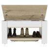 Storage Table Polgon, Extendable Table Shelf, Lower Shelf, Light Oak / White Finish