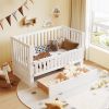 Crib with Drawers and 3 Height Options, White