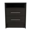 Benson 2 Piece Bedroom Set, Nightstand + Drawer Dresser, Black / Light Oak