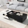 Modern Extendable Sliding Top Coffee Table with Storage in White&Black