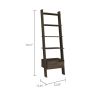 Oslo Ladder Bookcase; Four Legs; One Drawer; Five Open Shelves -Dark Walnut