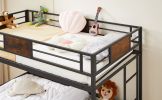 Twin size bunk bed with ladder, adjustable bottom, noiseless, black,77.2'' L x 40.7'' W x 59.4'' H