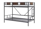 Twin size bunk bed with ladder, adjustable bottom, noiseless, black,77.2'' L x 40.7'' W x 59.4'' H