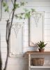 Set of 2 Large Wooden Rectangle Hanging Panels with Distressed White Finish, 15.5" x 36"