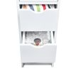 Floor Cabinet, Wooden Side Storage Organizer, 4 Drawers Free-Standing Cabinet for Bathroom/Hallway/Living Room, White