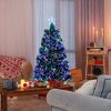 6ft Top With Stars PVC Material Fiber Optics 36 Lights With Snowflakes Colorful Color Change 230 Branches Christmas Tree Green