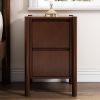 Mid Century Modern Wood 2-Drawer Nightstand Bedside Table for Bedroom, Living Room, Rich Walnut