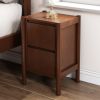 Mid Century Modern Wood 2-Drawer Nightstand Bedside Table for Bedroom, Living Room, Rich Walnut