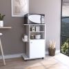 Kitchen Cart Kryot, Single Door Cabinet, Four Casters, White Finish